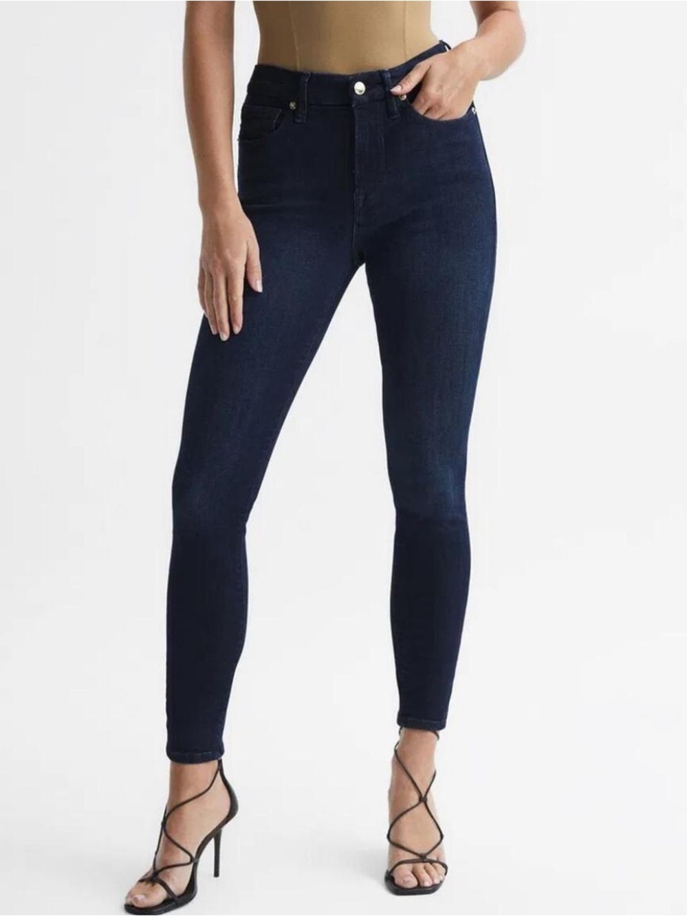 Good American Good Legs Size 2 Dark Wash High Rise Stretch Jeans Premium Denim